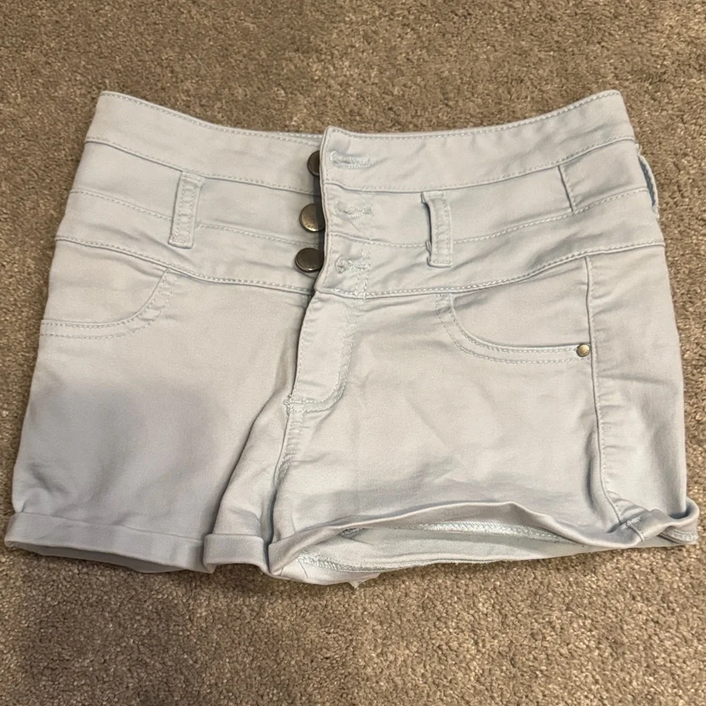 Refuge Light Blue Jean Stretch Shorts